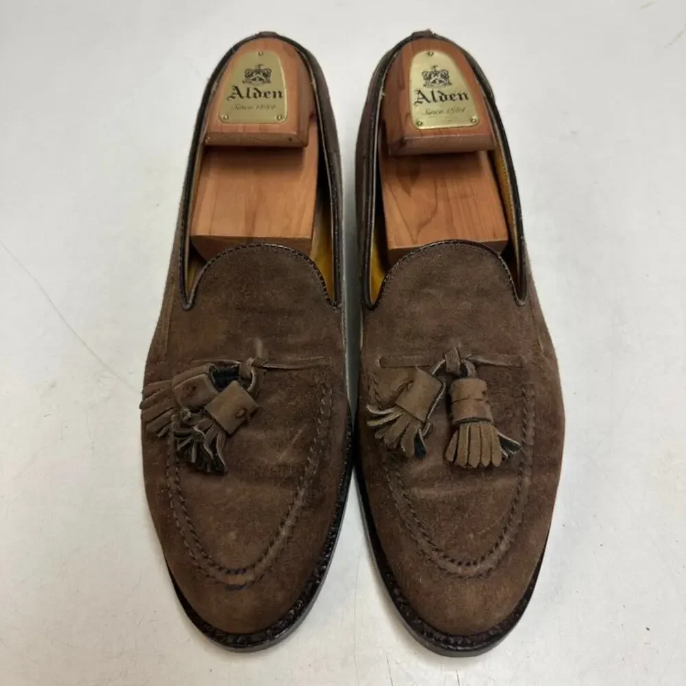 FULLY RESOLED Alden 6534 Mocha Suede Tassel Loafer VTG Made in USA 9 AA/B